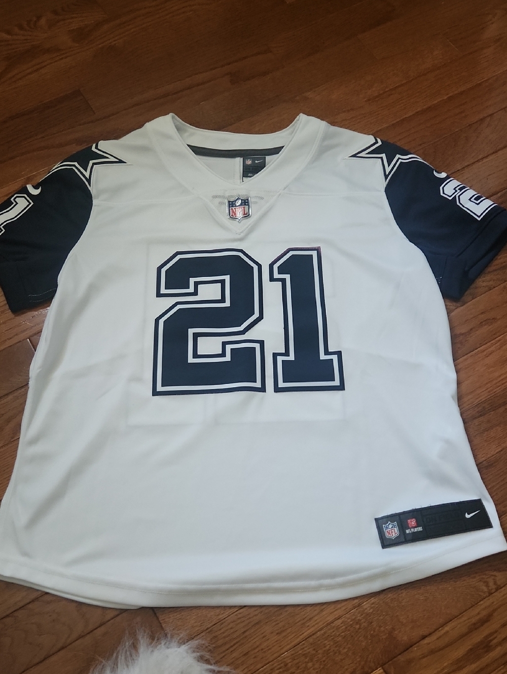 Nike White and Navy Cowboys #21 Football Jersey